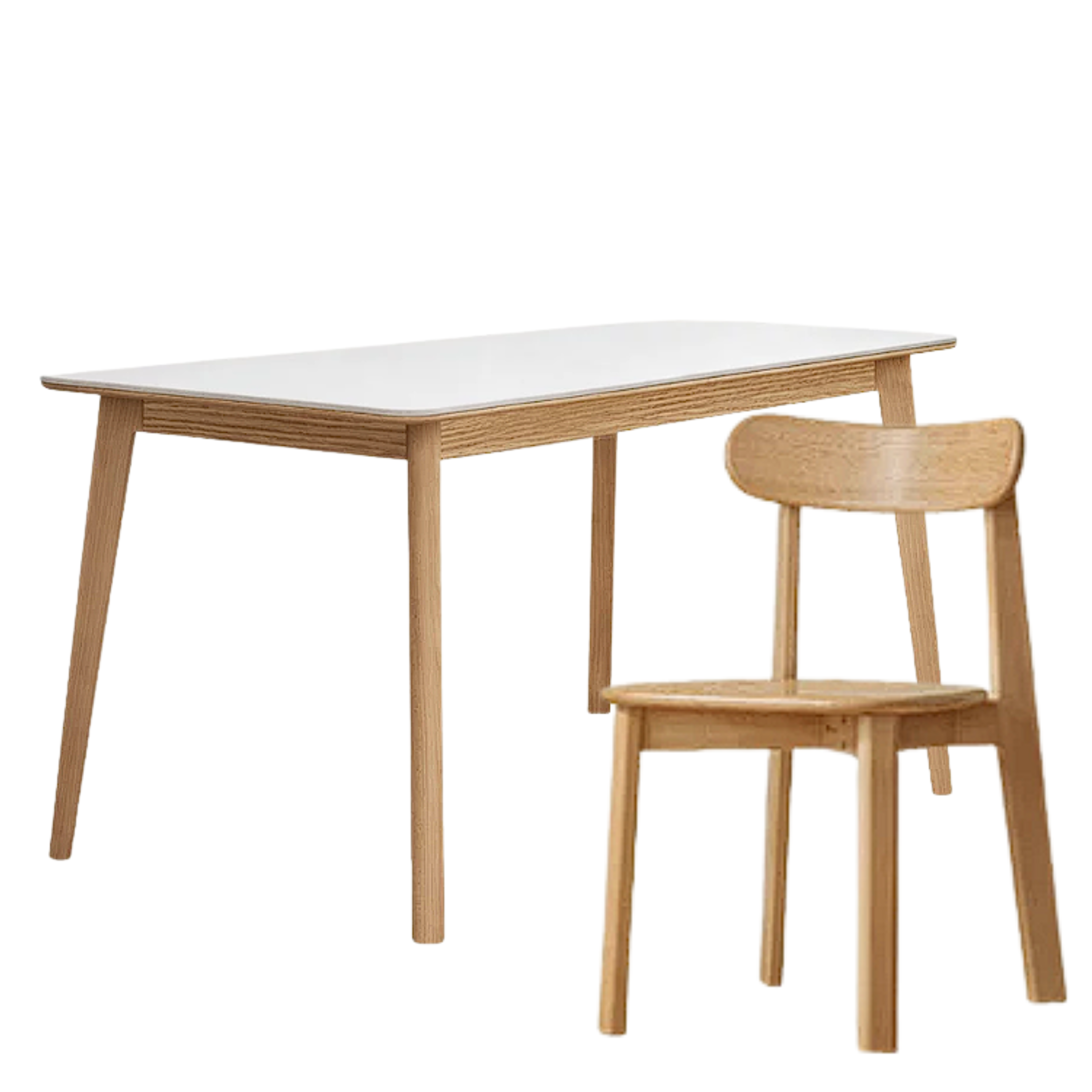 Beech, Rubberwood, Oak Solid Wood Dining Table With Rock Slab Surface