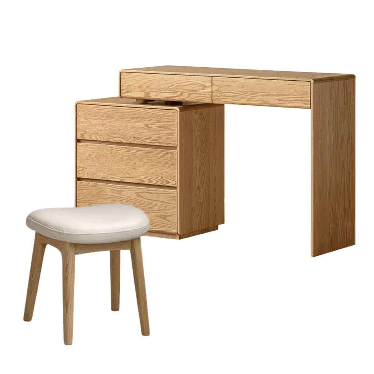Oak, Ash Solid Wood Retractable Vanity Table Storage Cabinet