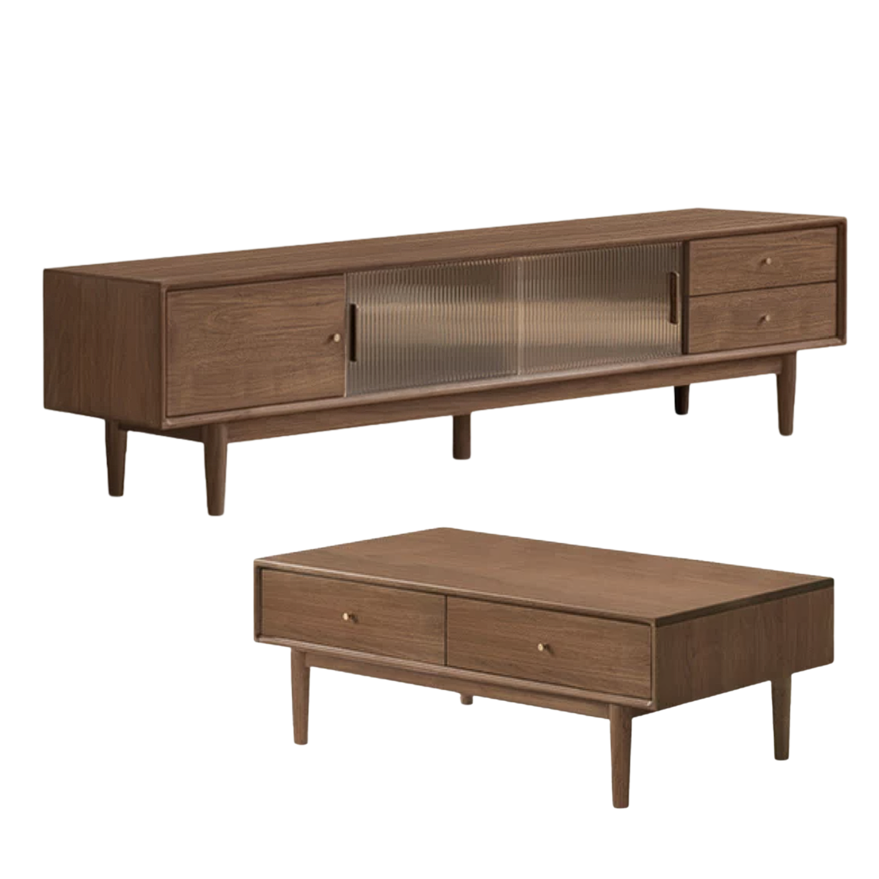Black Walnut, Sandalwood Solid Wood Rock Plate Modern Coffee Table