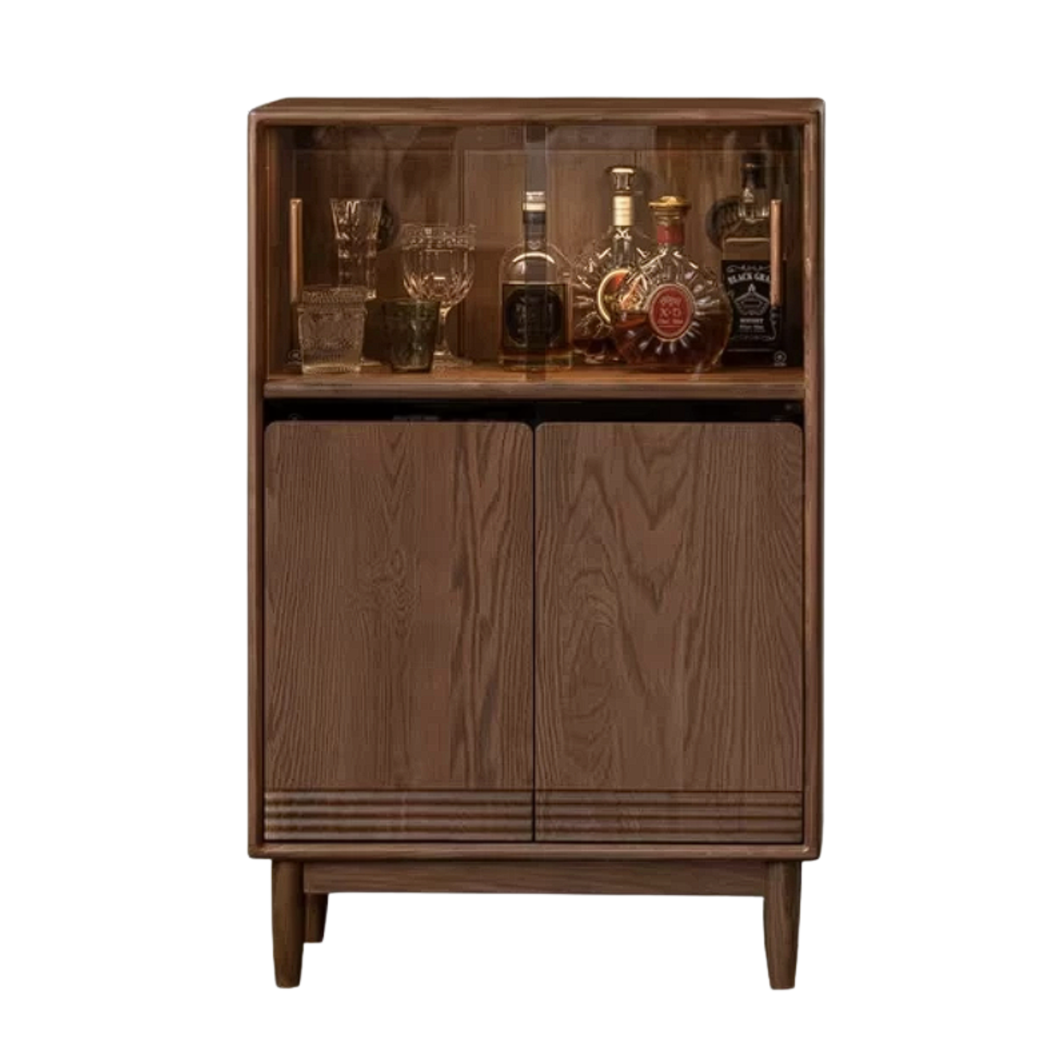 Black Walnut, Golden Rosewood, Oak, Ash, Cherry Solid Wood Side Cabinet with Minimalist TV Stand Storage Design