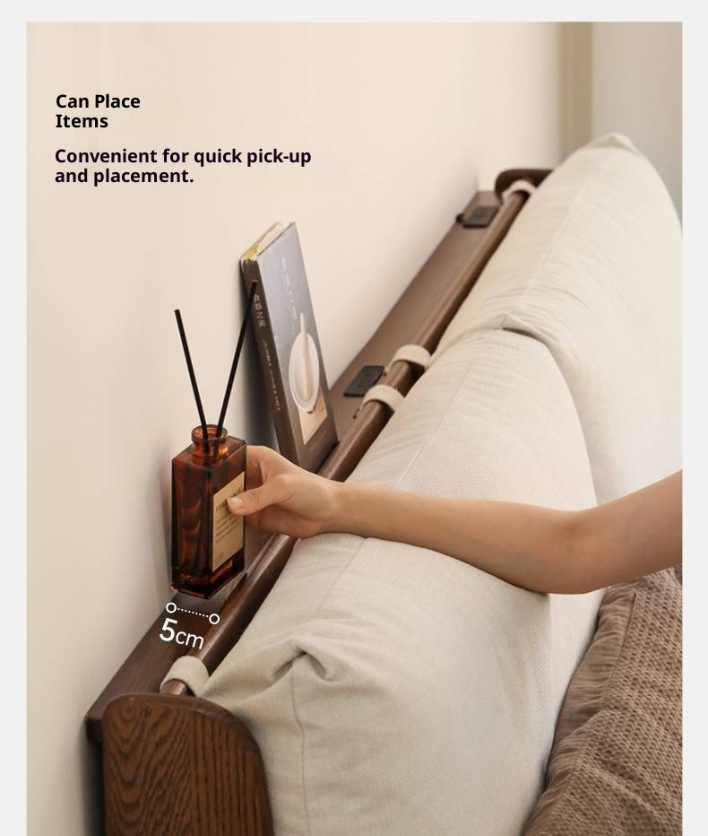 Oak Solid Wood Modern Simple Fabric Soft-Padded Box Bed