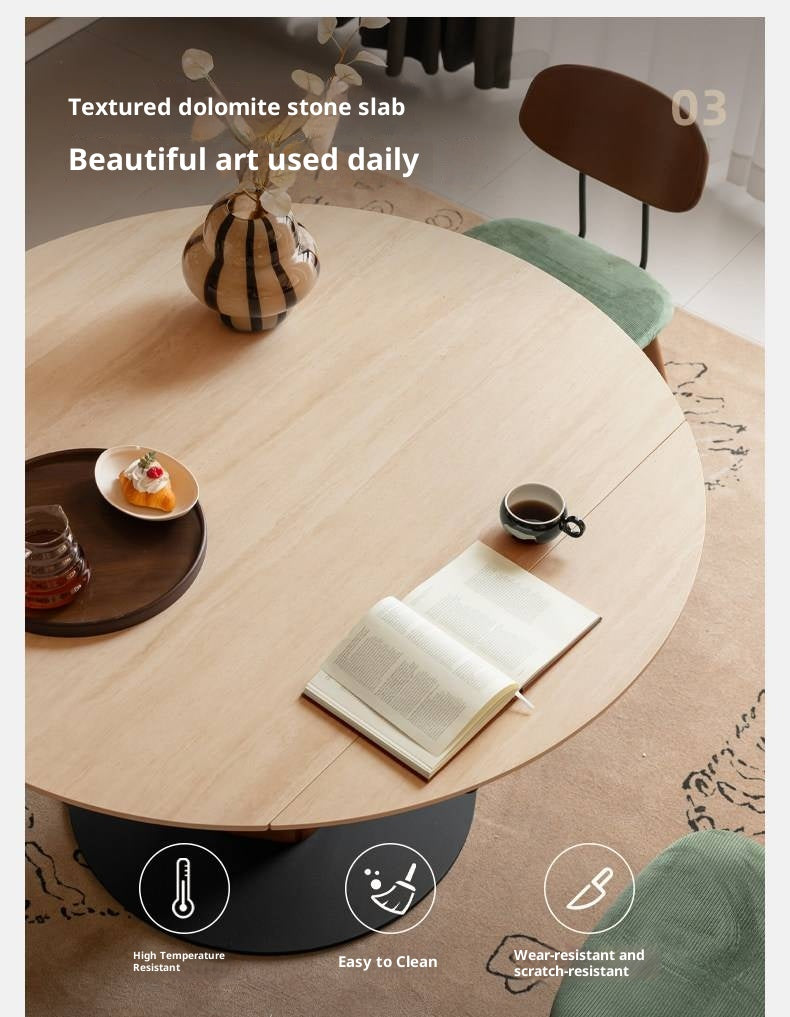 Tulipwood Solid Wood Rock Plate Round Table with Folding Feature