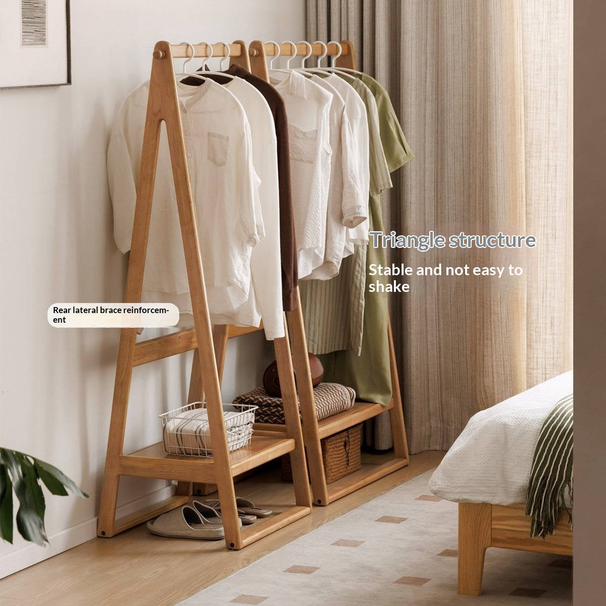 Solid Rubberwood Nordic Minimalist Standing Hanger