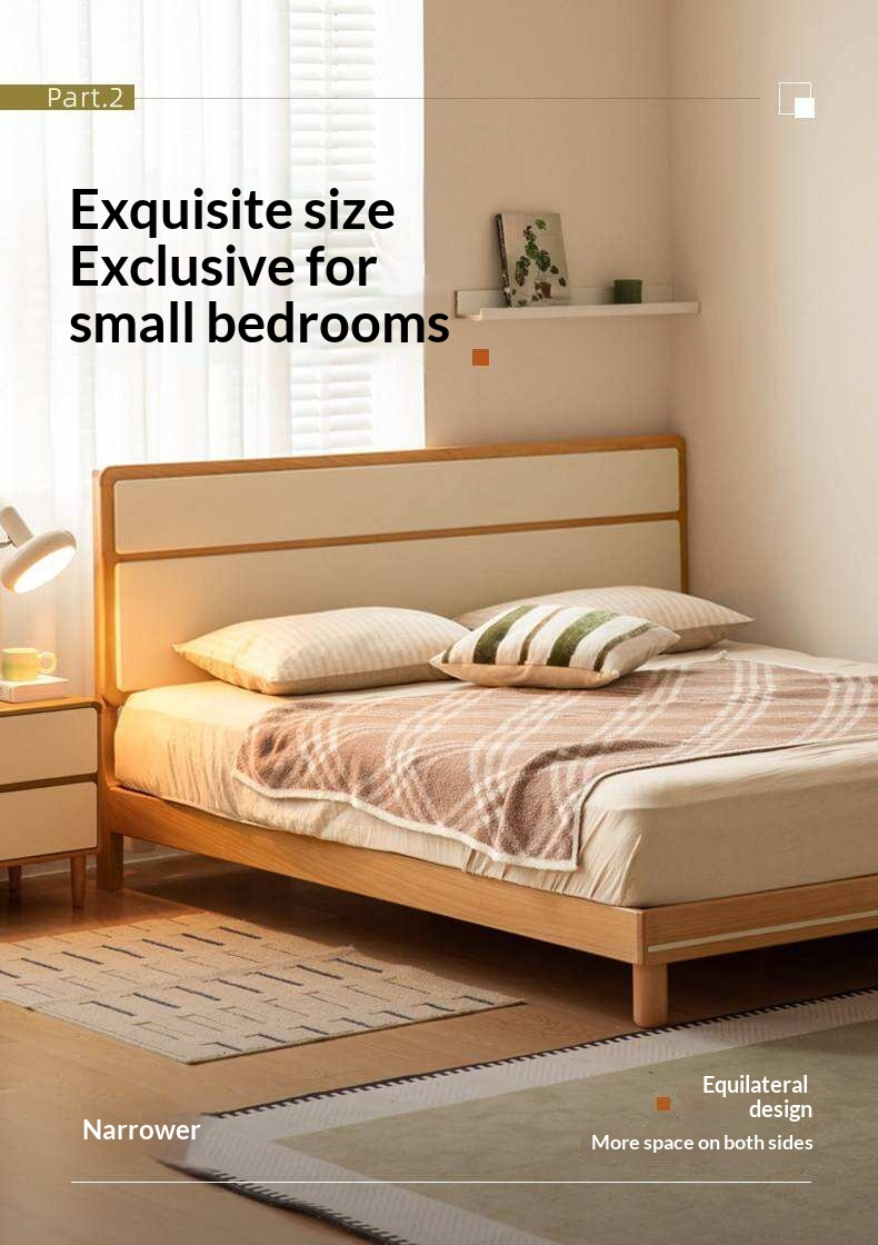 Beech Solid Wood Modern Simple Large Double Edge Bed