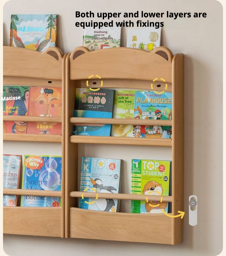 Beech Solid Wood Children's Multi-Layer Narrow Bookshelf.