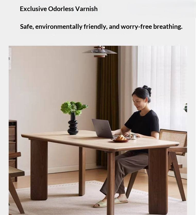 Black Walnut Solid Wood Travertine Slab Light Luxury Dining Table