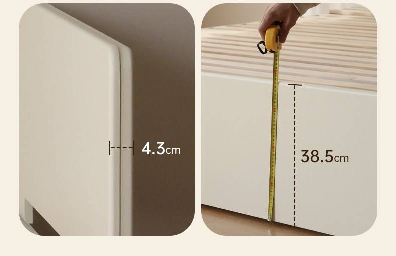 Rubberwood Solid Wood Bed — Modern Minimalist White Box Design