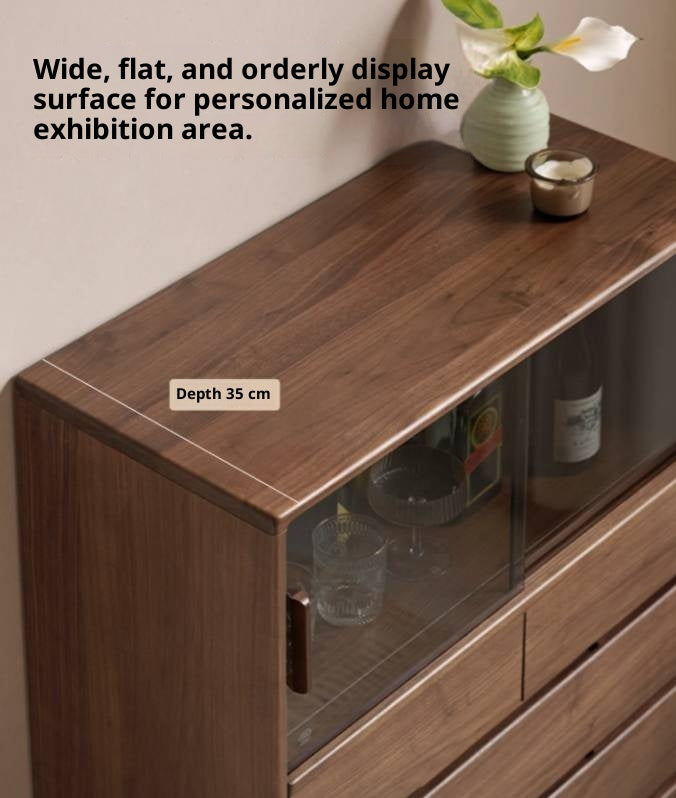 Black Walnut Solid Wood Italian Light Luxury Side Cabinet