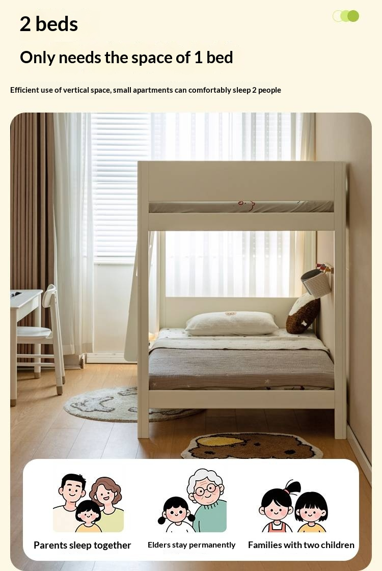 Rubberwood Solid Wood Children's Adult Bunk Bed