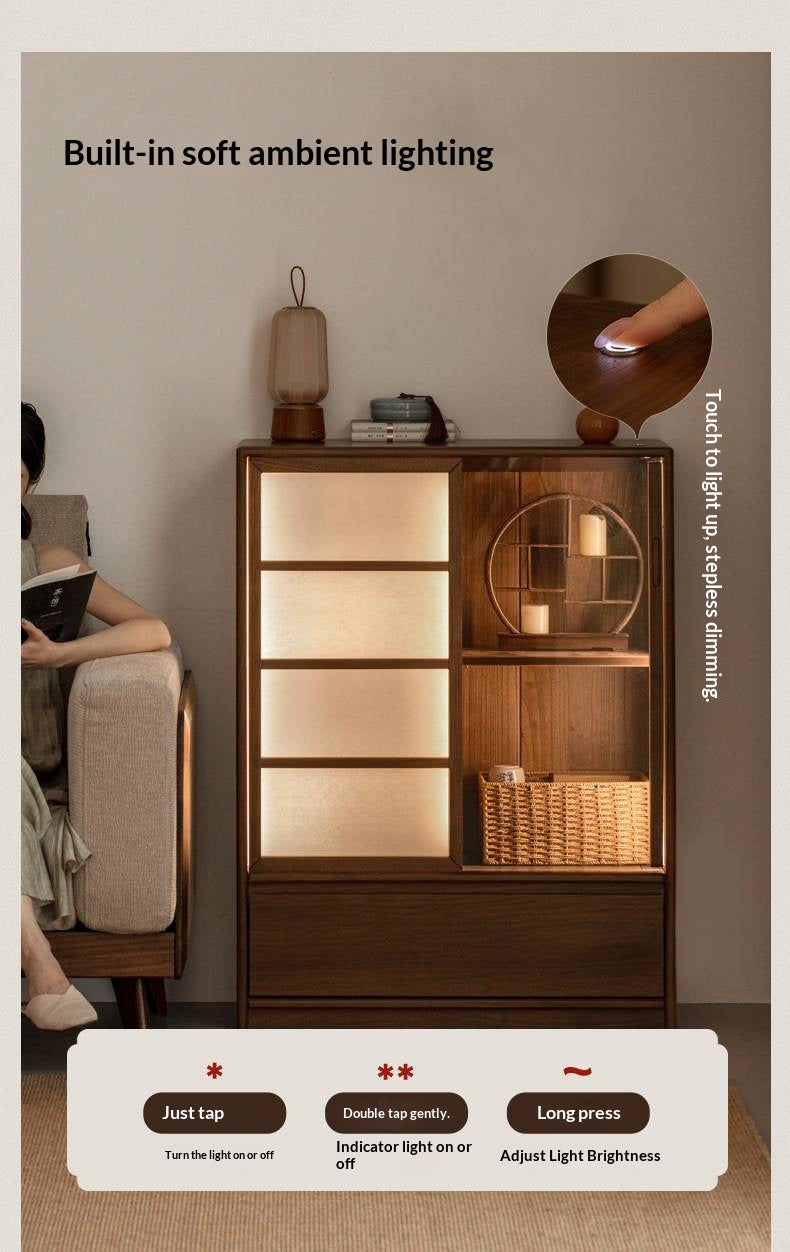 Black Walnut Solid Wood Storage Side Cabinet