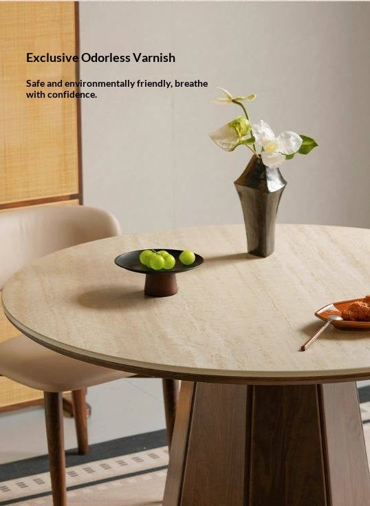 Black Walnut Solid Wood Round Slab Dining Table