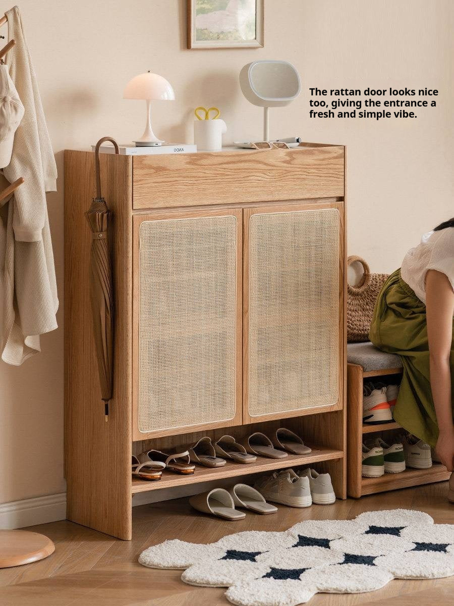 Oak, Ash Solid Wood Nordic Rock Slab Shoe Cabinet