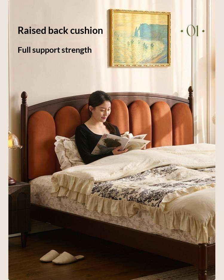 Ash Solid Wood Arched Channel Tufted Platform Bed with Turned Posts