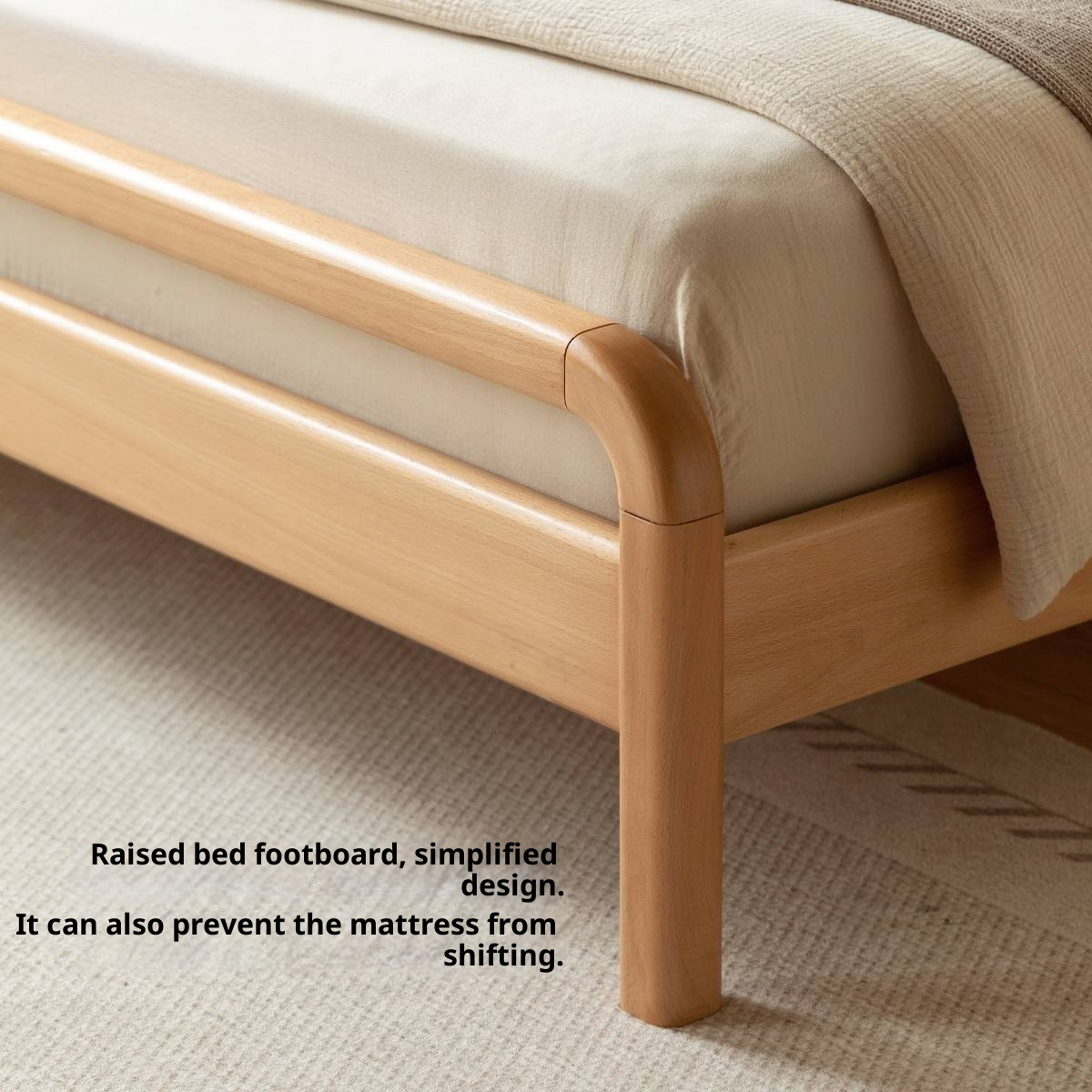 Beech Solid Wood Genuine Leather Soft Headboard Bed