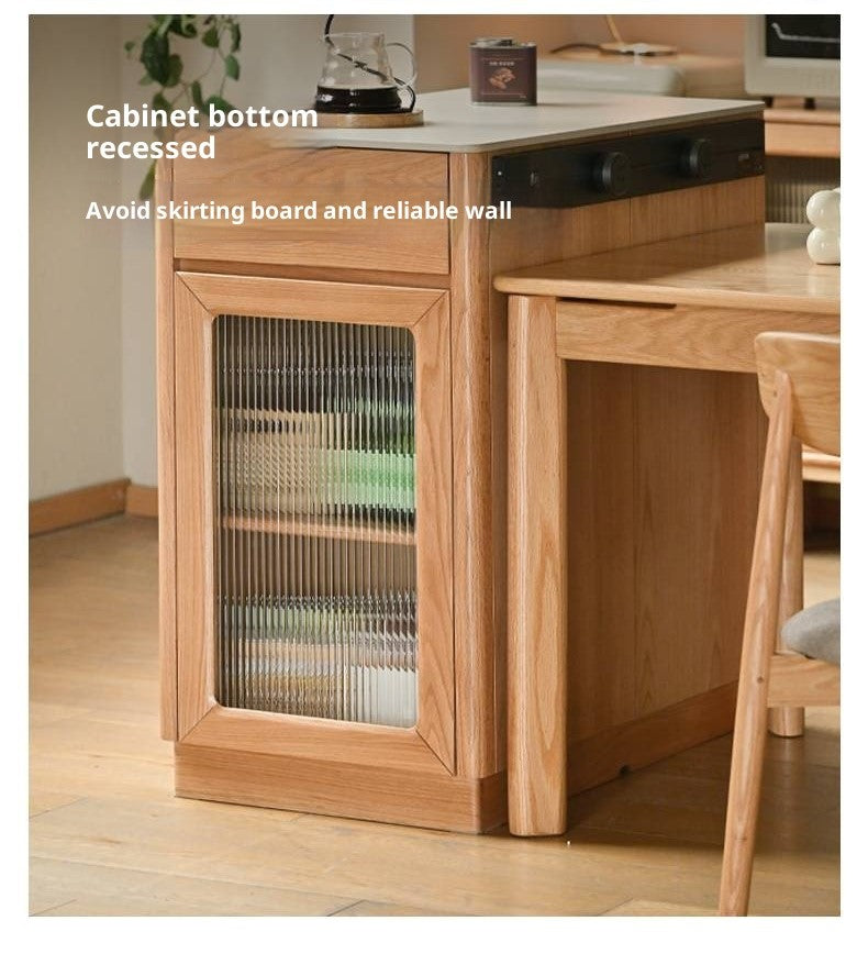 Oak, Beech Solid Wood Modern Rock Plate Island Table