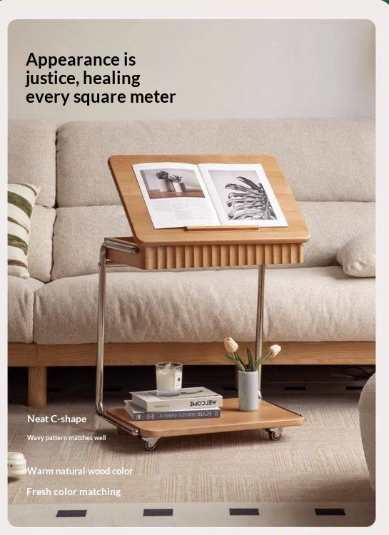 Beech Solid Wood C-Shaped Corner Side Table Modern Minimalist Style