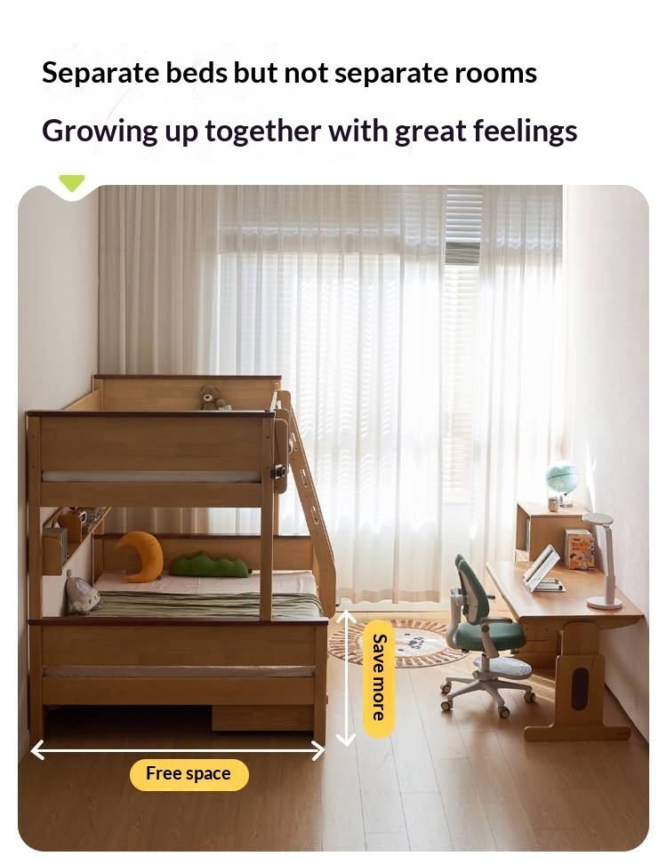Rubberwood Solid Wood Children's Bunk Bed