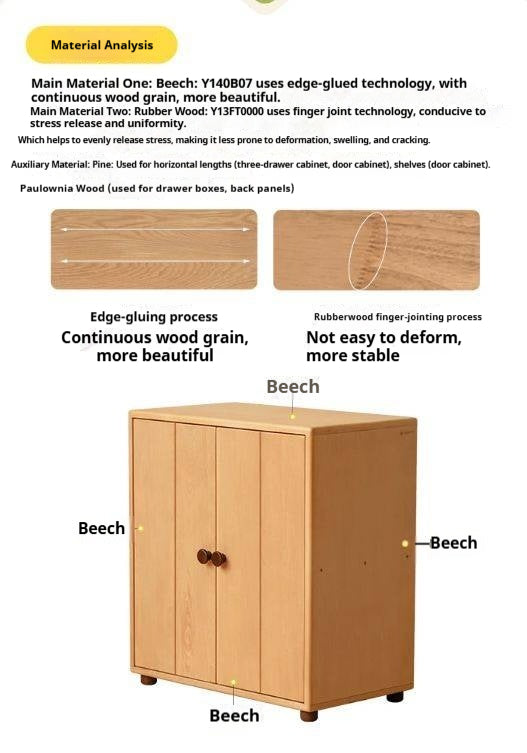 Beech, Solid Rubberwood Children's Bucket Cabinet