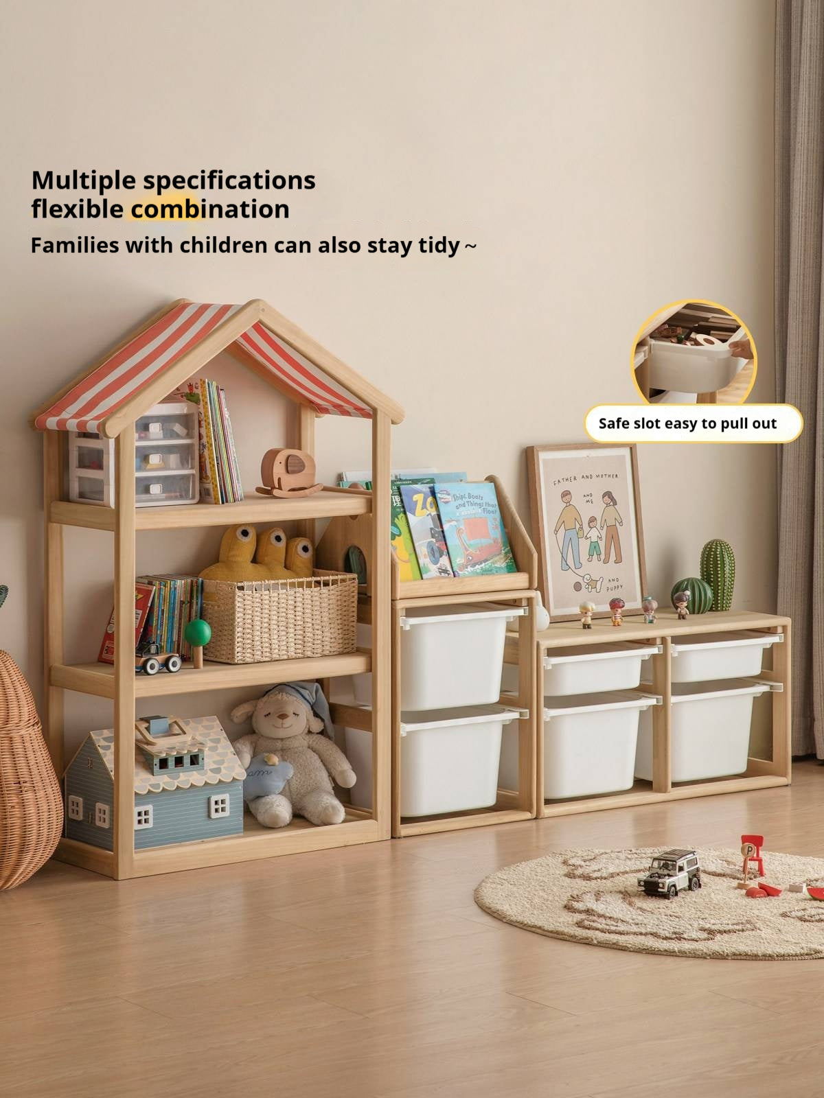 Poplar Solid Wood Kids Montessori Cabinet
