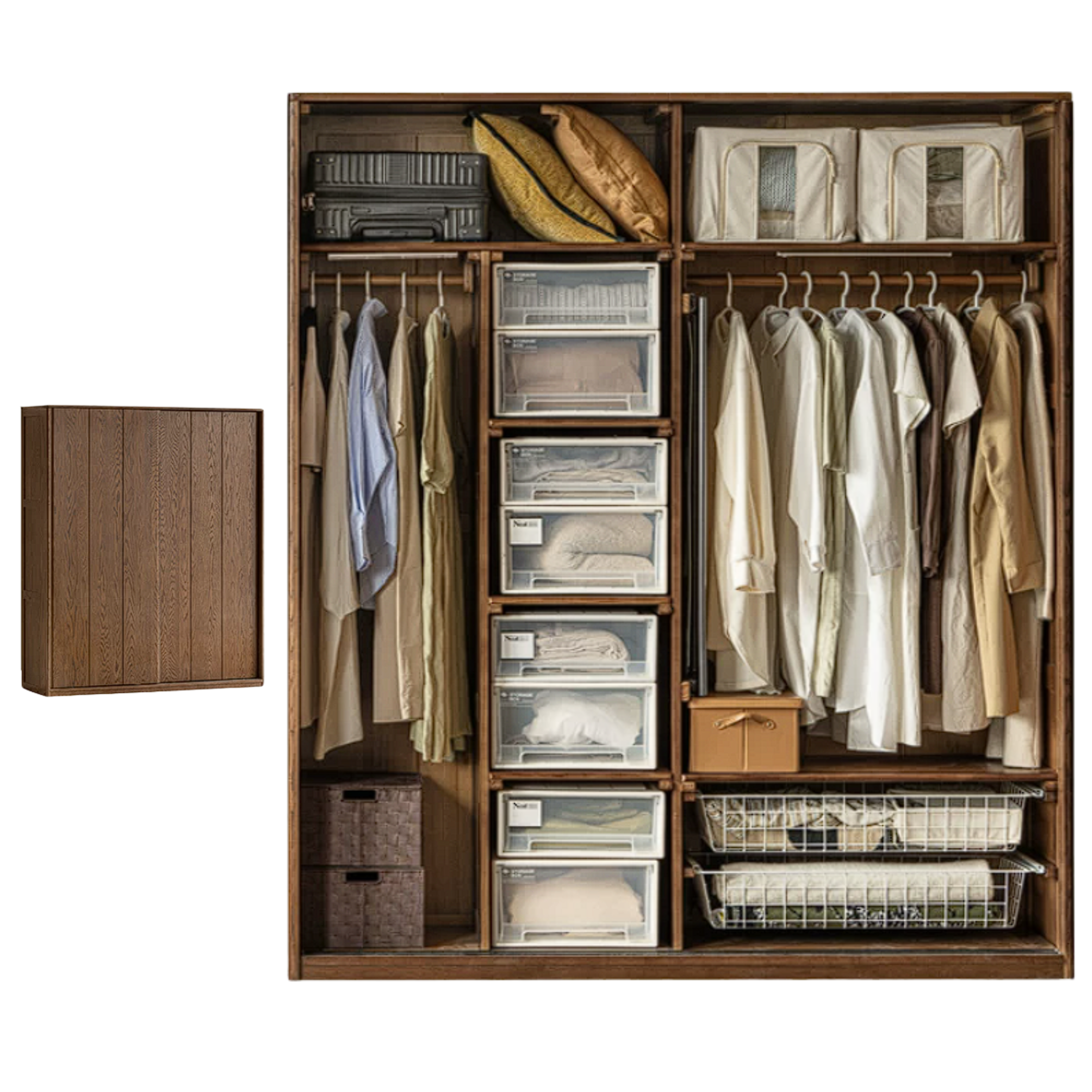 Oak Solid Wood Sliding Door Wardrobe.