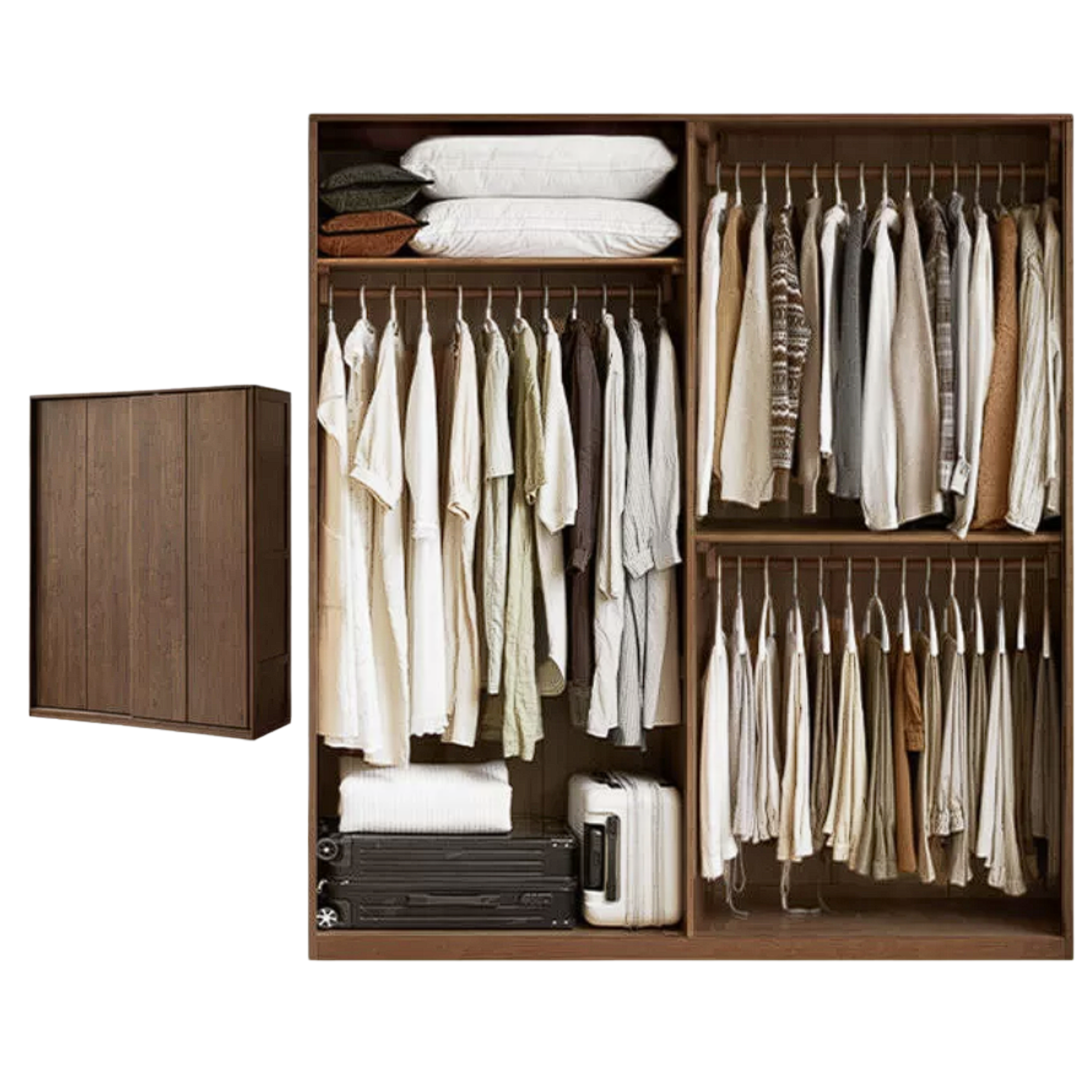 Black Walnut, Sandalwood Sliding Door Wardrobe.