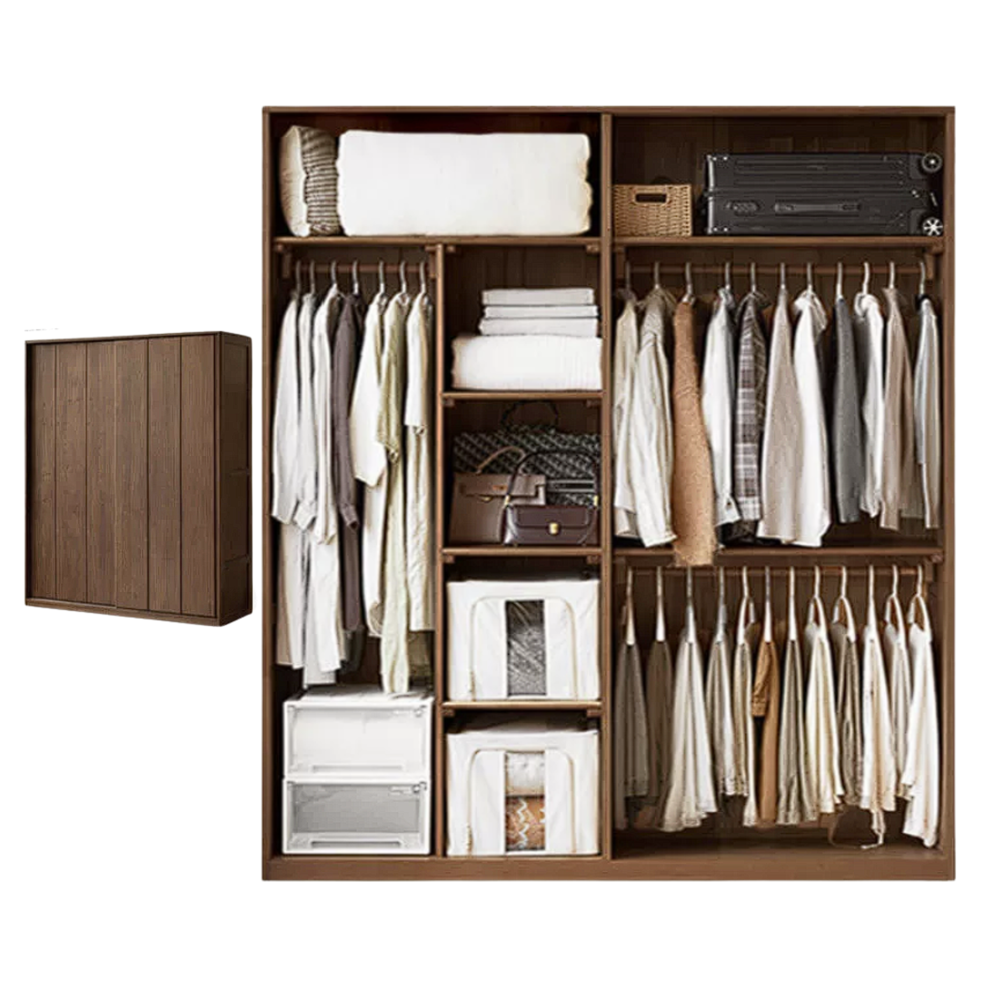 Black Walnut, Sandalwood Sliding Door Wardrobe.