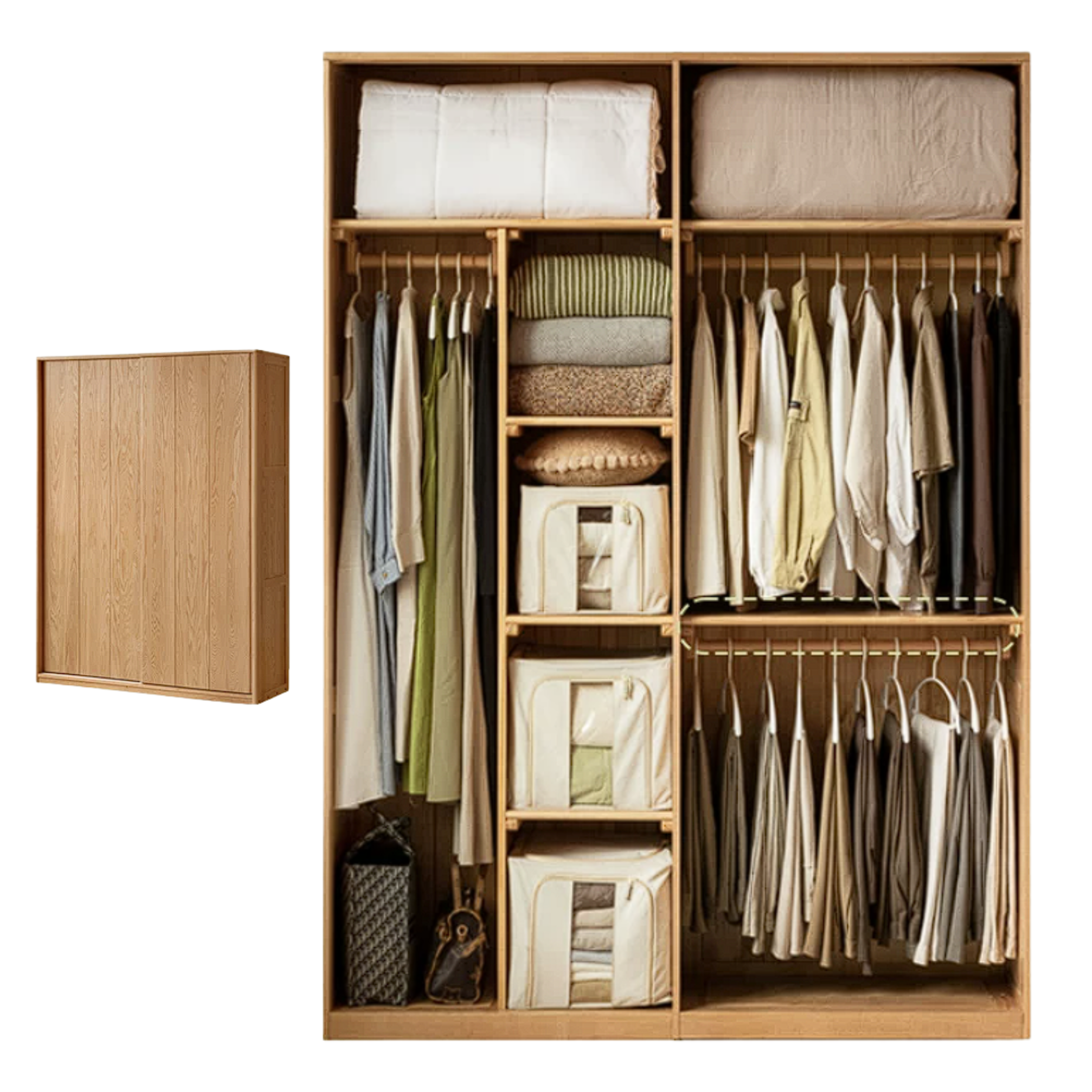 Cherry Wood Sliding Door Retro Wardrobe