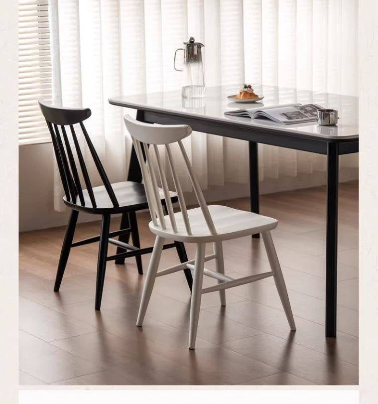 4 pcs -Solid RubberWood Windsor Dining Chair, Modern Spindle Back Chair, Scandinavian Farmhouse Style Kitchen