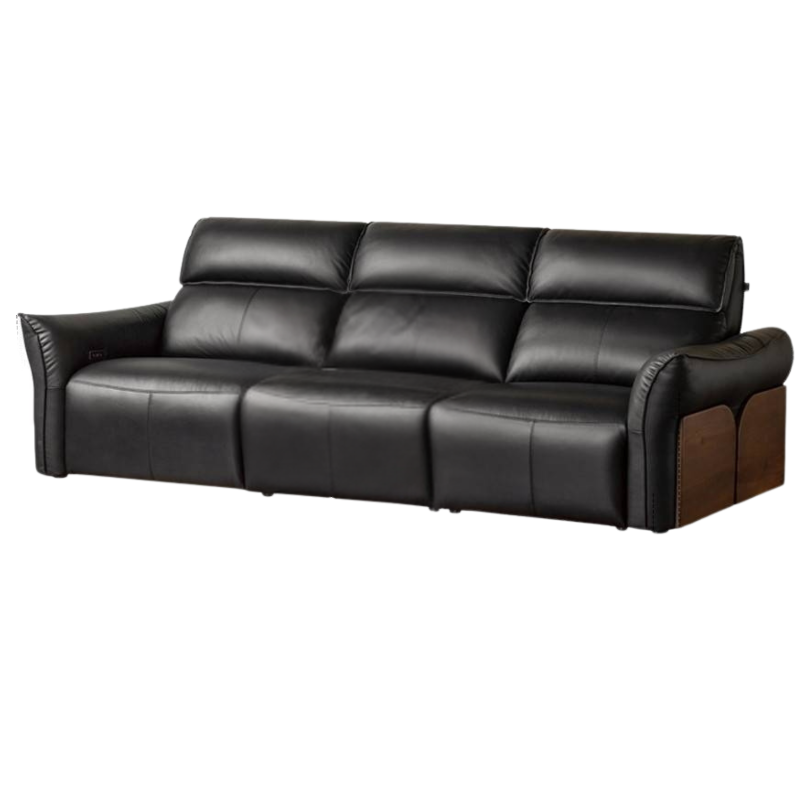 Black walnut solid wood Top Grain Genuine Leather Zero Wall Power Reclining Sofa