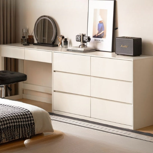 Solid Rubberwood White Cream Wind Dressing Table