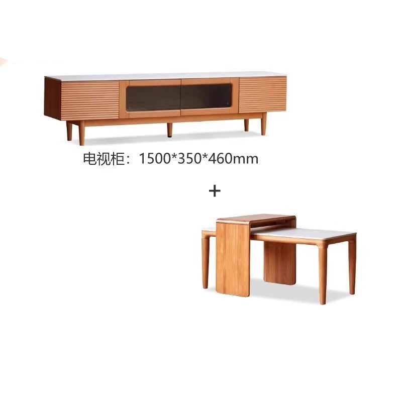 Beech solid wood TV cabinet, rock board