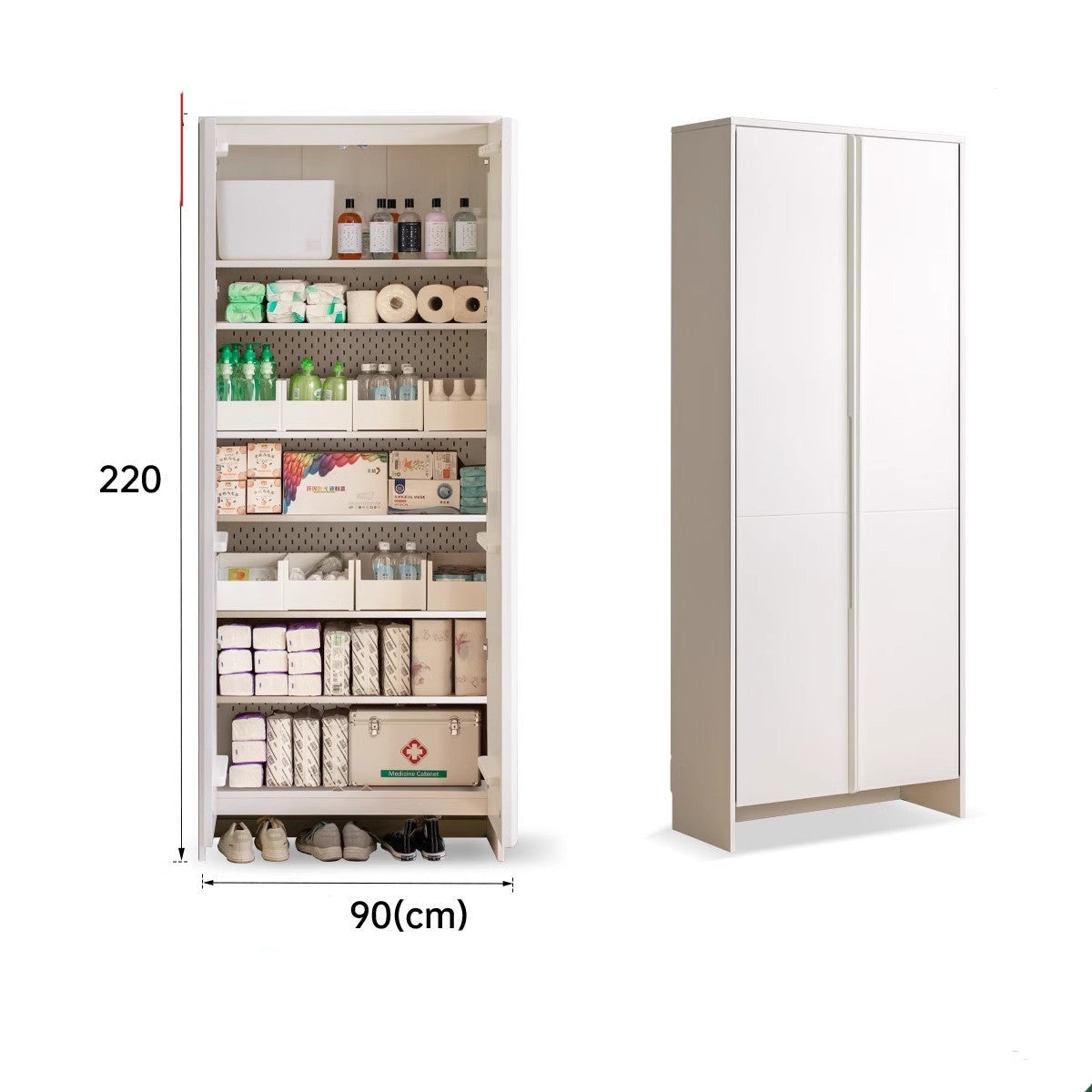 Full solid wood entrance cabinet, shoe cabinet, integrated partition cabinet cream-