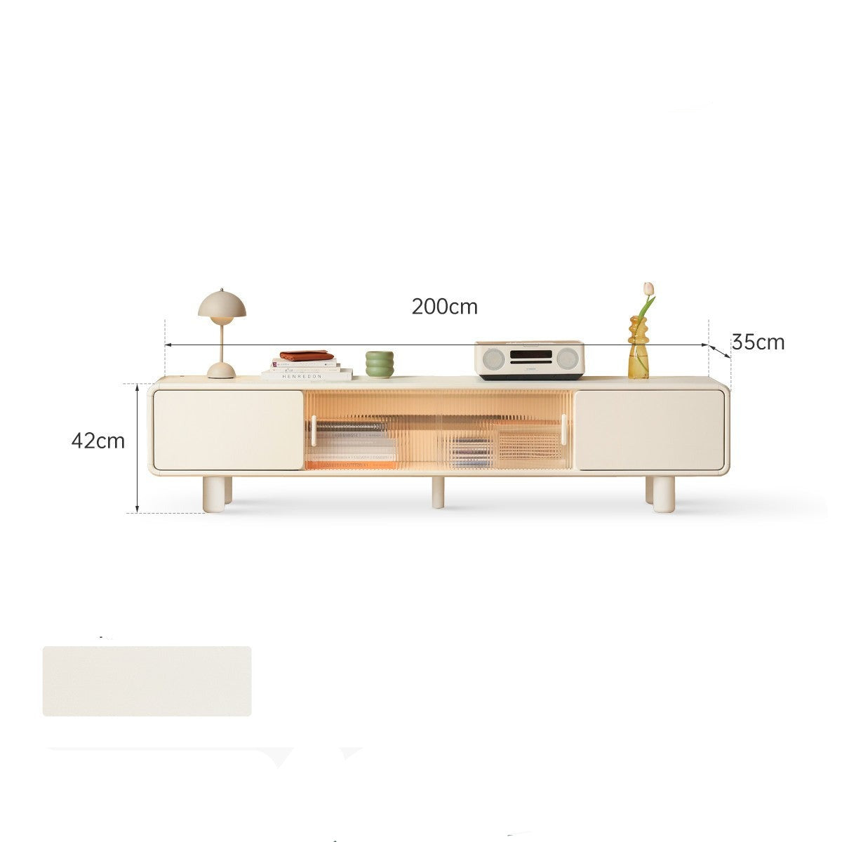 Poplar Solid Wood Storage White TV Cabinet