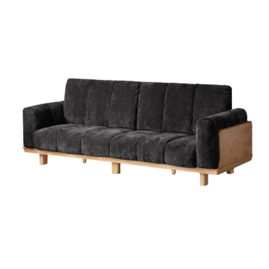 Black Walnut, Ash Solid Wood Modern Down Straight Sofa