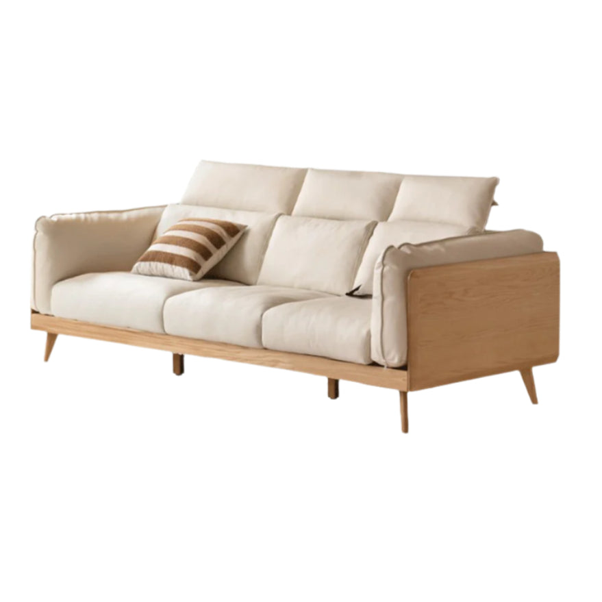 Oak Solid Wood Modern Straight Row Down Sofa