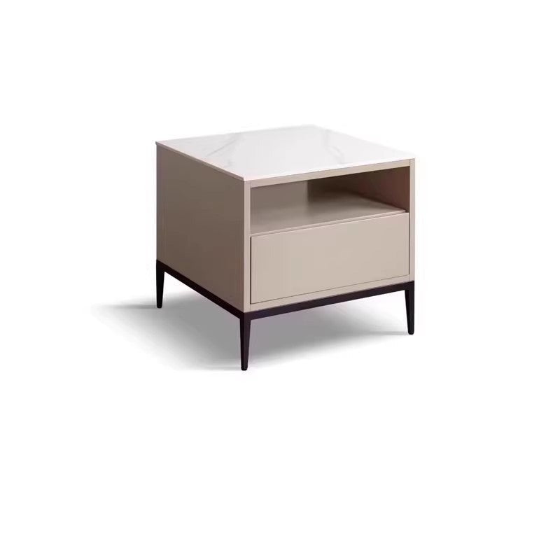 Poplar Solid wood light luxury slate square table -
