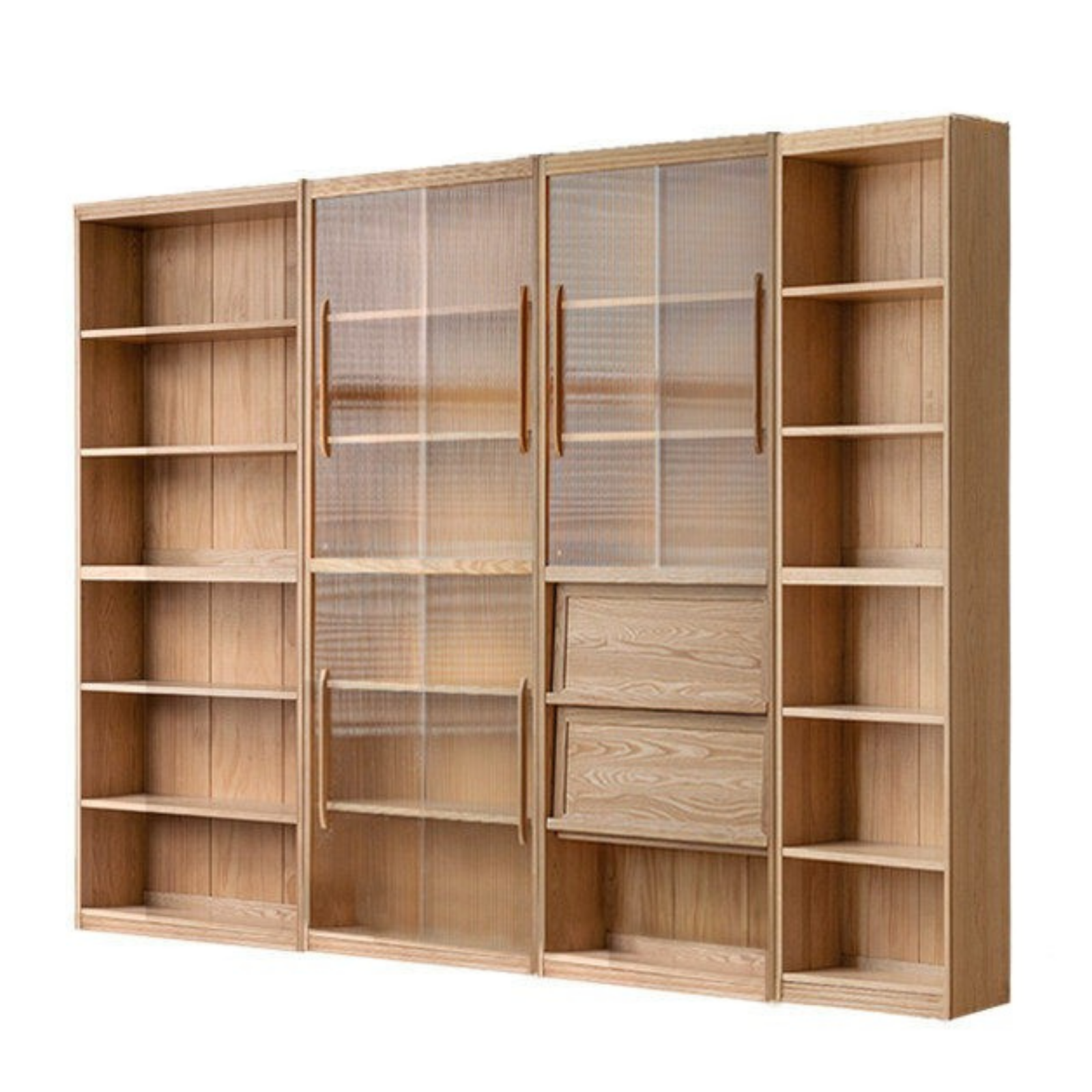 Ash, Oak Solid Wood Modern Combination Bookcase Integrated Card Seat
