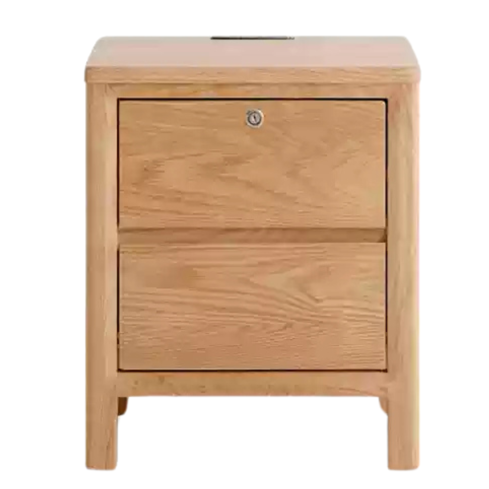 Oak Solid Wood Nightstand with Locker