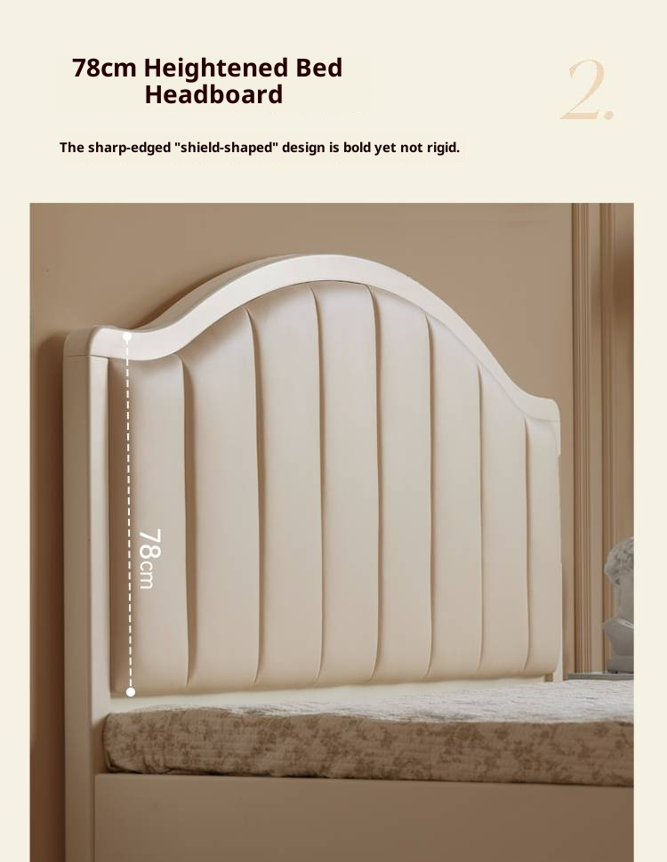 Rubberwood Solid Wood White Large Box Bed American Style