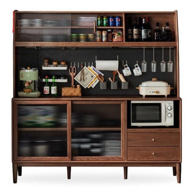 Oak solid wood sideboard multi-functional buffet cabinet,