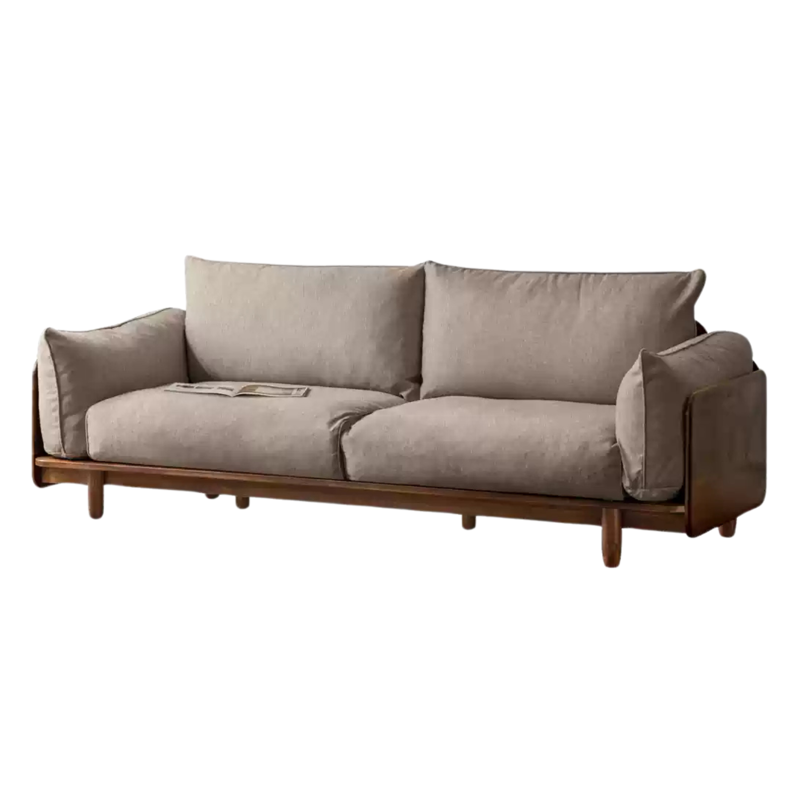 Black Walnut Solid Wood Fabric Straight Sofa