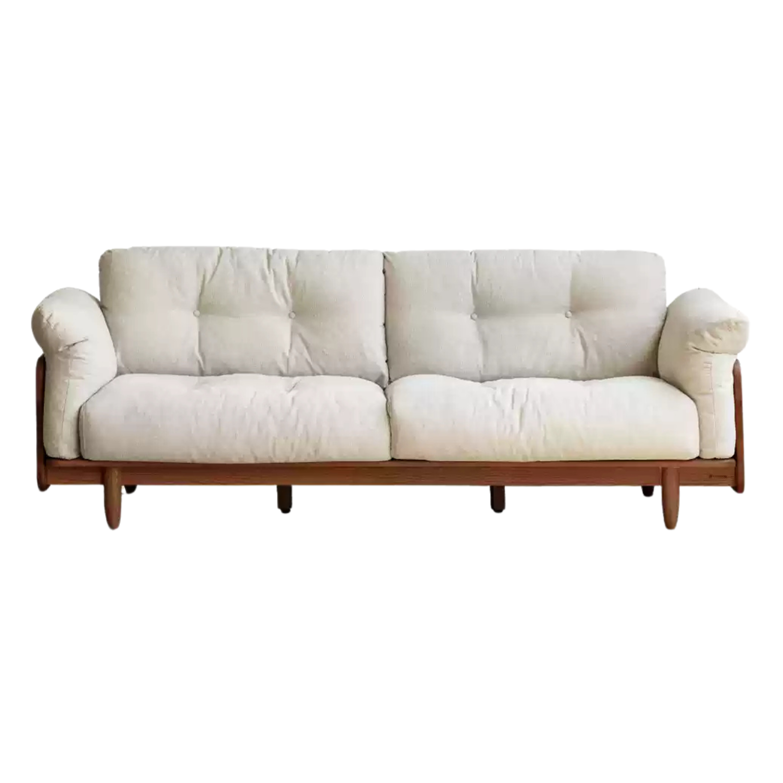 Black Walnut Solid Wood Fabric Straight Sofa