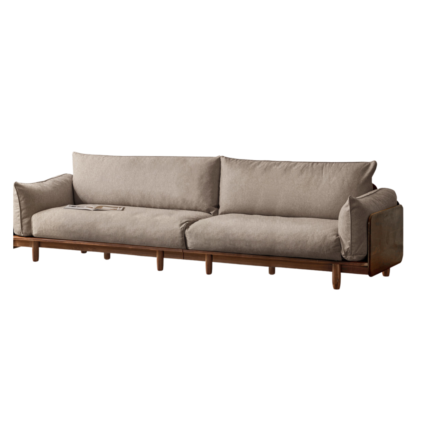 Black Walnut Solid Wood Fabric Straight Sofa