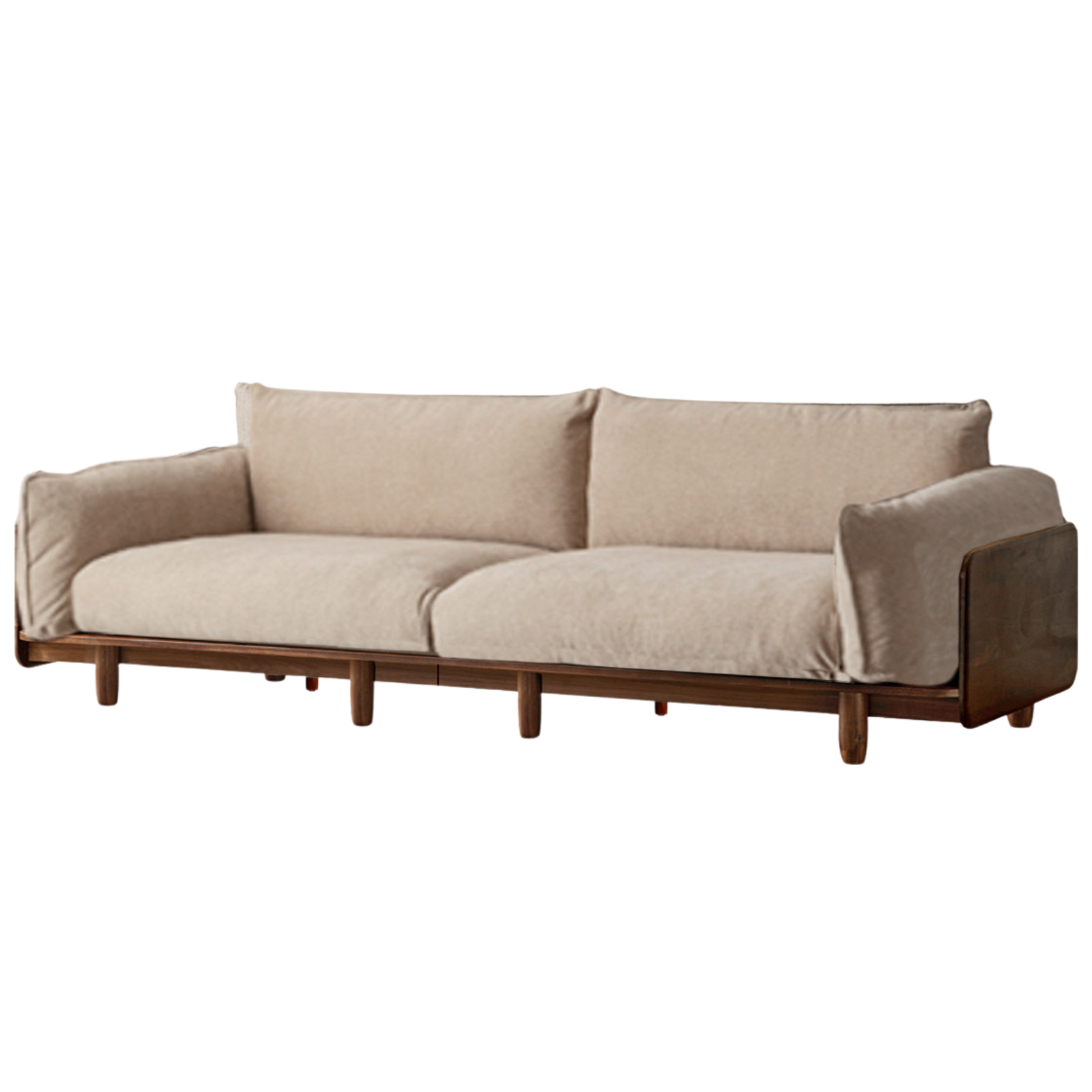 Black Walnut Solid Wood Fabric Straight Sofa