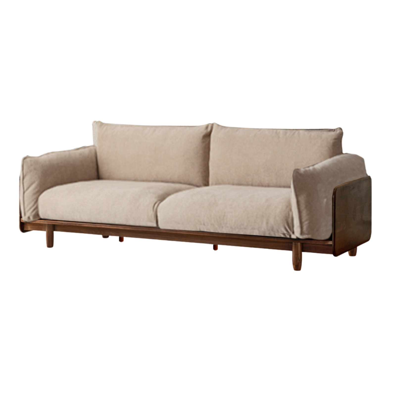 Black Walnut Solid Wood Fabric Straight Sofa