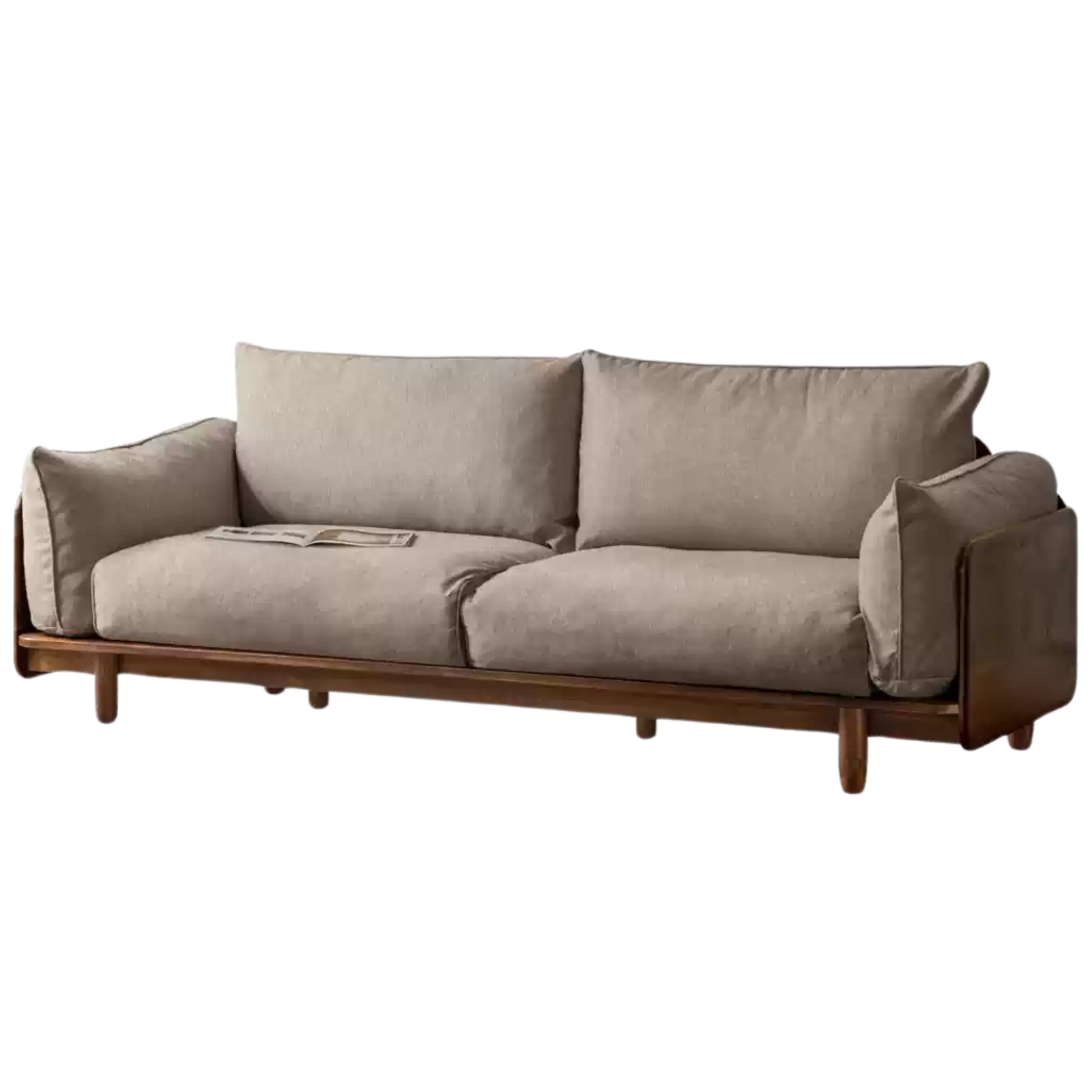 Black Walnut Solid Wood Fabric Straight Sofa