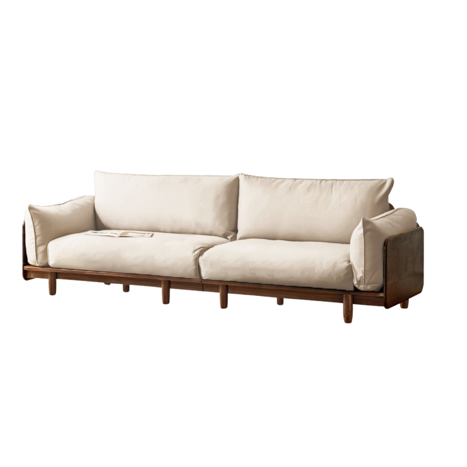 Black Walnut Solid Wood Fabric Straight Sofa