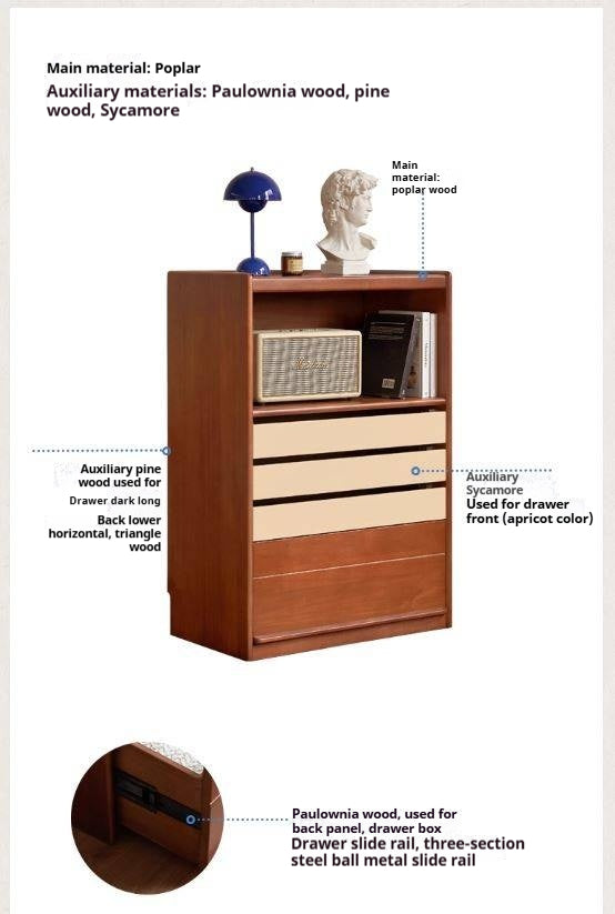 Poplar Solid Wood Antique Style Side Cabinet