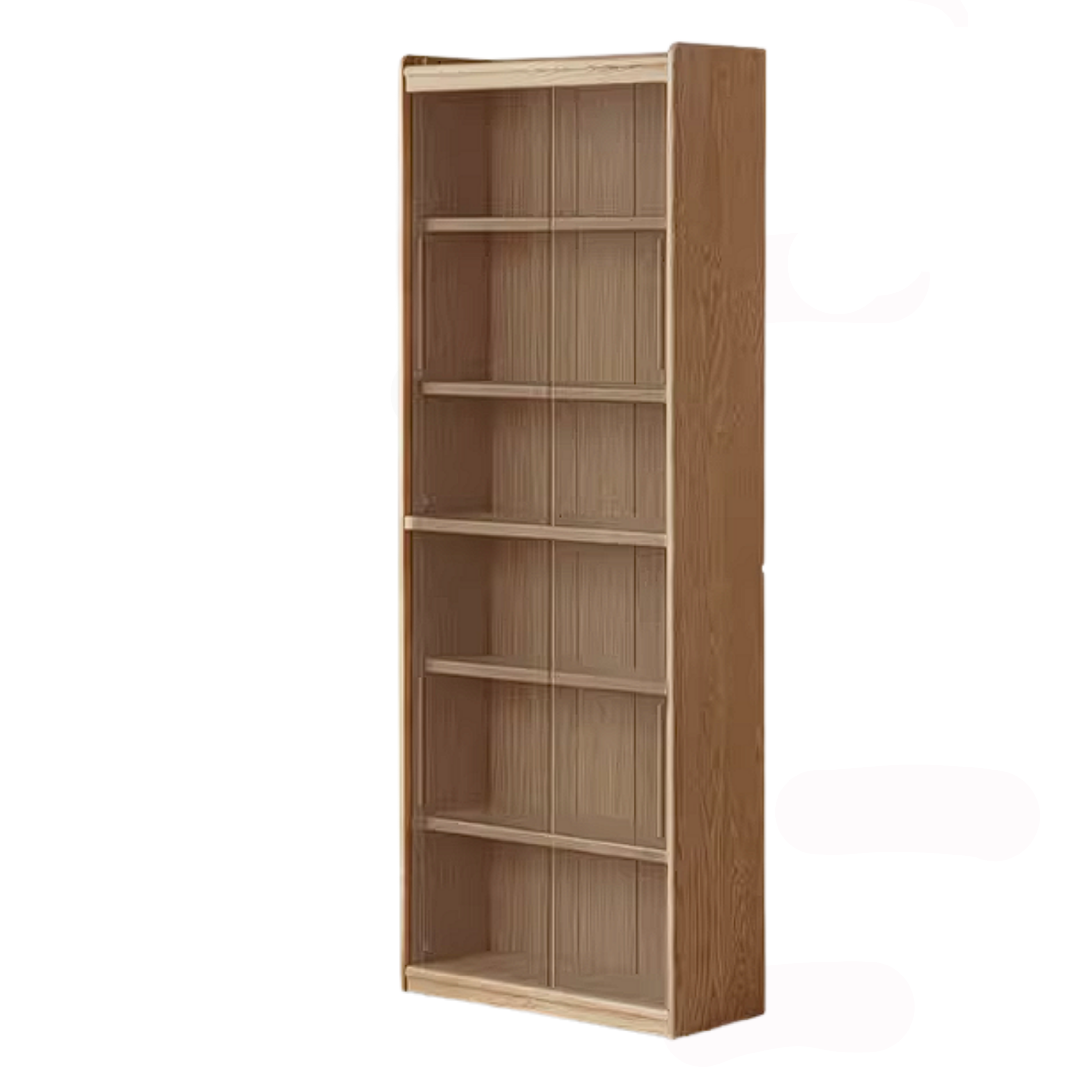 Ash Solid Wood Bookshelf with Wall Mounted Display Cabinet Design