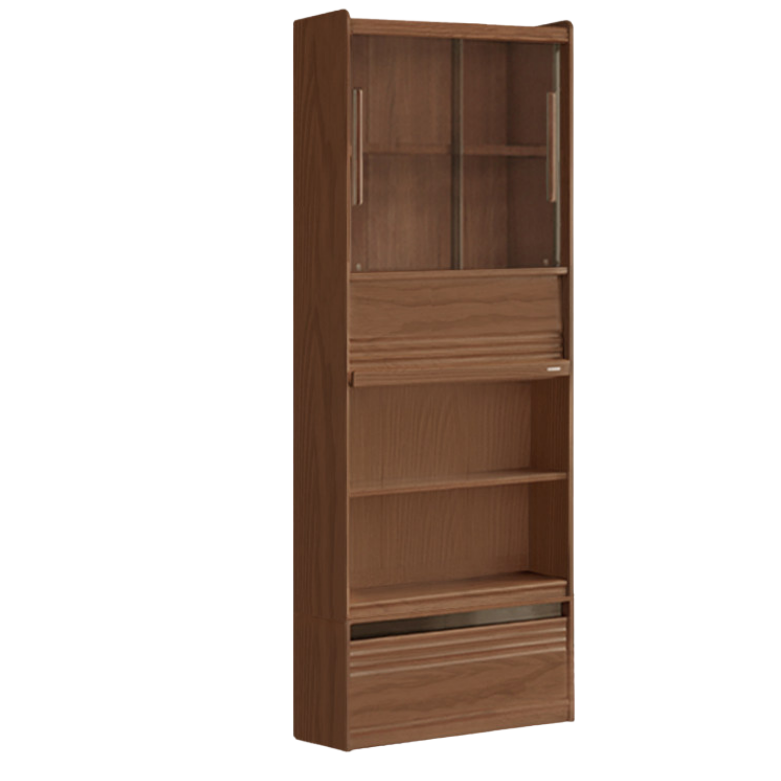 Black Walnut, Sandalwood, Oak, Ash Solid Wood Combination Bookcase with Floor Display and Luxury Storage